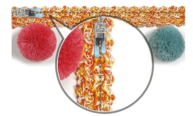 How to sew Eden Pom Tassel Trim using a zipper presser foot