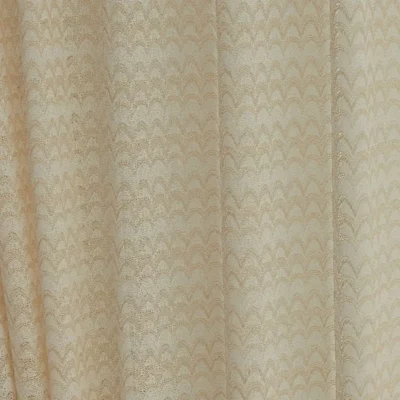 Vertical stripe jacquard sheer curtain in soft neutral tones with linen texture