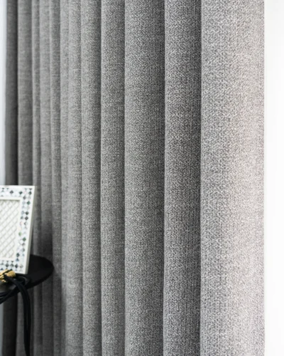 Serene Weave Curtain – side view of minimal textured drapes by Lemonho