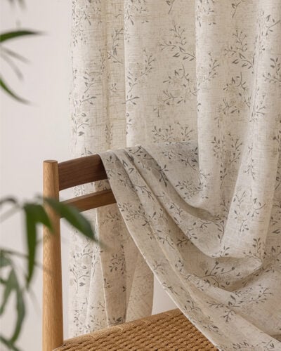 Willow Whisper Curtain – delicate botanical linen look curtains