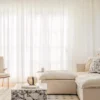 Cloudveil Sheer Curtain – white sheer curtains across a large window in a bright modern living room
