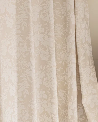Blossom Whisper Sheer Curtain – Beige Floral Jacquard Panel