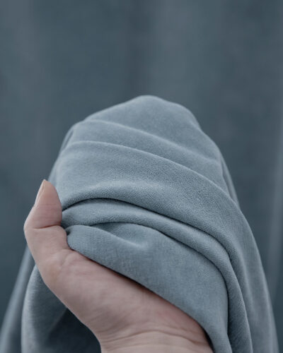 steel blue blackout curtains in a modern living room