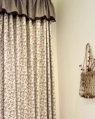 botanical jacquard curtains – Autumn Berry vine and berry pattern semi-blackout drapes