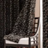 Nocturne Berry Jacquard Curtain, black botanical jacquard curtain fabric close-up