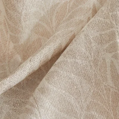 Apricot Grove Sheer Curtain fabric close-up, leaf shadow weave texture