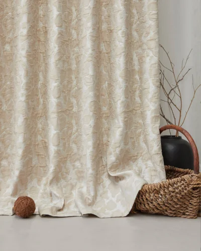 Soft Mist Jacquard Curtain with abstract cloud texture, semi-sheer light filtering drape