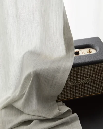Silvermist texture curtain close-up in light-filtering grey, soft privacy