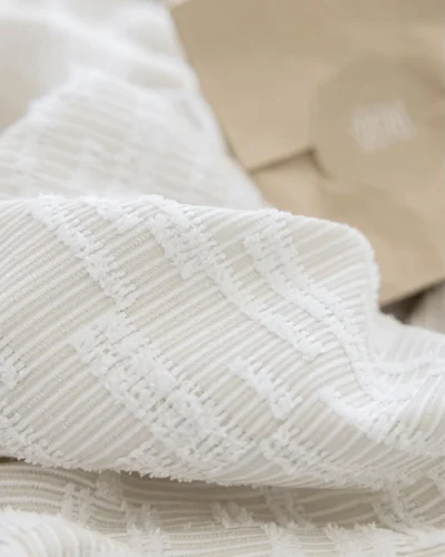 Stunning Ivory Trellis Curtain Bedroom Scene