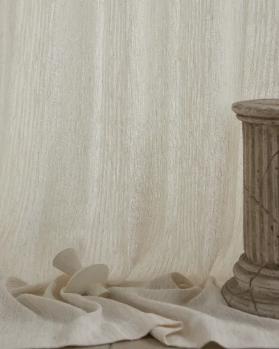Oat Cloud Sheer Curtain hem detail in creamy ivory, textured semi-sheer with soft light filtering