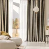 Whisper Stripe Curtain in a modern living room, textured stripe drapes with soft light filtering