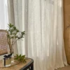 Ivory Botanica Jacquard Curtain fabric close-up (floral vine texture)