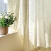 Ivory Botanica Jacquard Curtain by the window, light-filtering with subtle floral vine texture