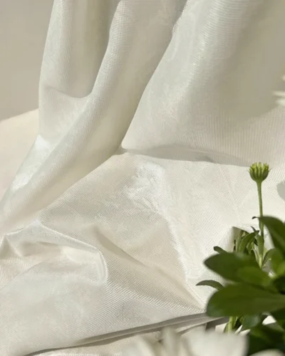 Ivory Botanica Jacquard Curtain fabric drape close-up with subtle floral vine texture