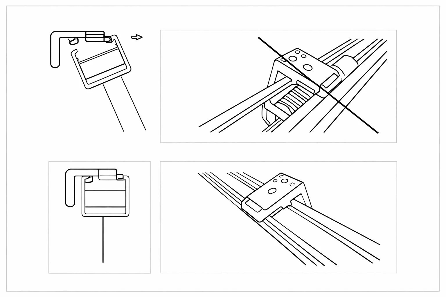Clip the top rail into the bracket slot.