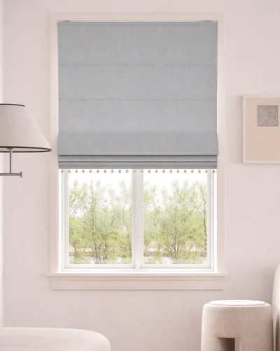Made-to-measure Roman shades in modern minimalist living room