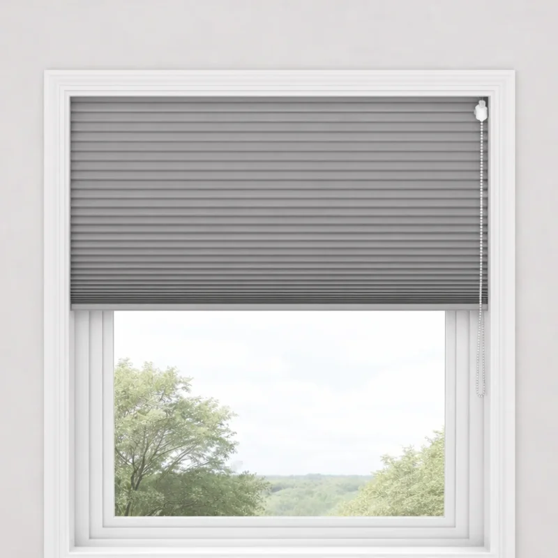 Honeycomb blind inside mount showing top mount and side mount installation comparison in a white window frame