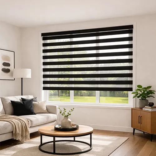 Semi-Blackout Waterproof Zebra Blind in a modern interior