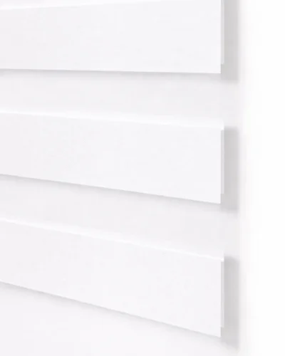 White Shangri-La Blind close-up with soft layered fabric and light filtering design