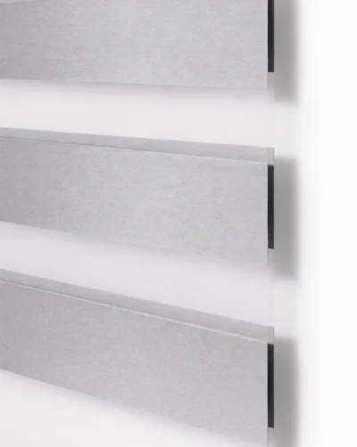 Grey Shangri-La Blind close-up with soft layered fabric and light filtering design