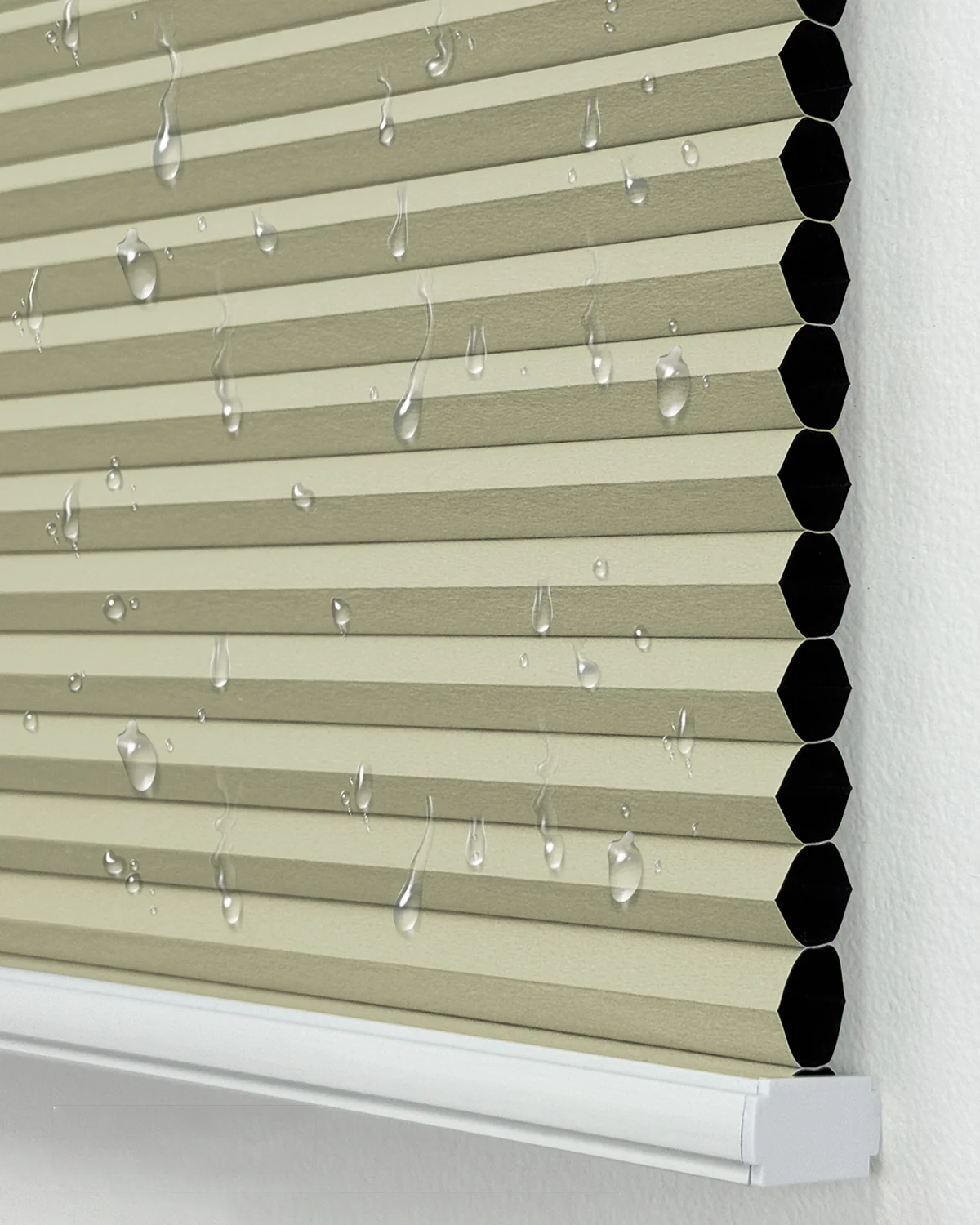 Green Grey Blackout Waterproof Honeycomb Blind on a modern window
