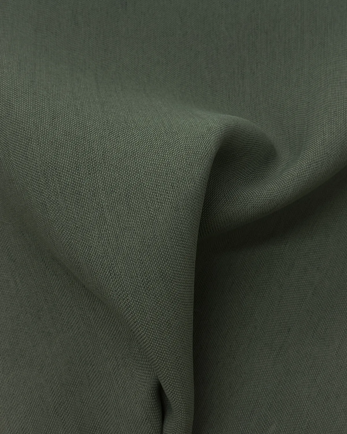 Whisper Weave blackout curtain fabric detail in olive green with soft texture