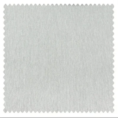 Light grey blackout curtain fabric swatch with fine woven texture