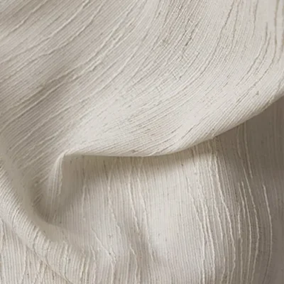 Oat Ripple Sheer Curtain fabric detail with soft vertical textured pattern in oat tone