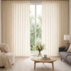 Mocha Pinstripe Sheer Curtain in a modern living room with soft natural light and elegant S-curve drape