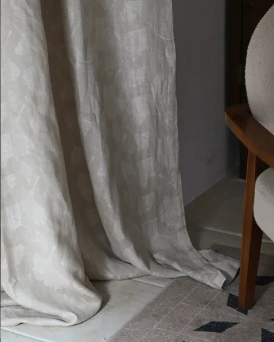 Ginkgo pure linen curtain with soft natural drape and relaxed floor-length styling