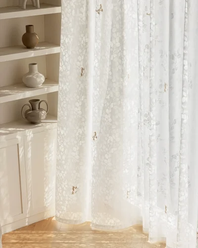 Butterfly Veil Sheer Curtain with elegant vertical drape and soft floral sheer texture