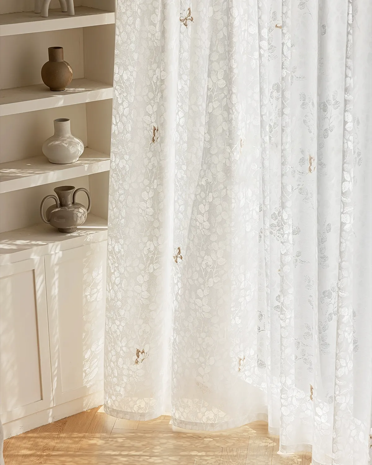 Butterfly Veil Sheer Curtain with elegant vertical drape and soft floral sheer texture
