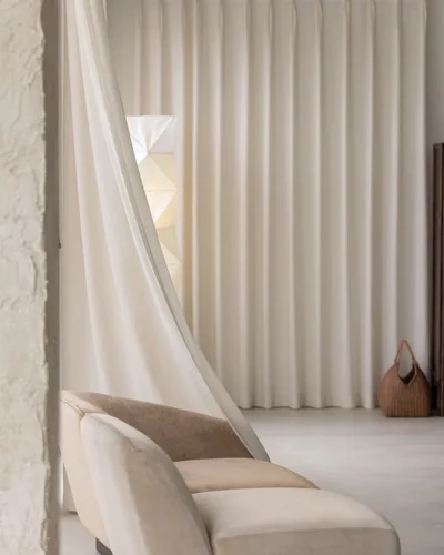 Oat Ripple Sheer Curtain in S-Curve style with soft light filtering texture and gentle privacy