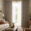 Subtle Weave Curtain modern textured outer drape in taupe fabric for living room and bedroom interiors