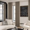 Warm Woven Curtain neutral textured fabric by Lemonho