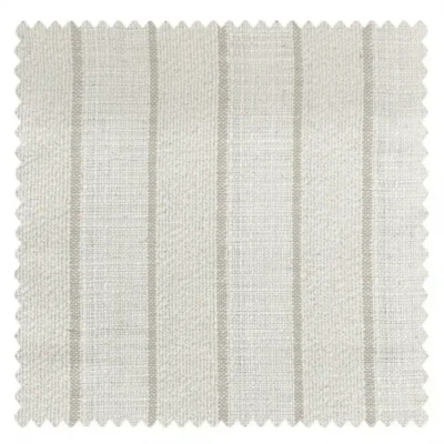 Grey cotton-rich linen texture curtain fabric with subtle vertical stripes