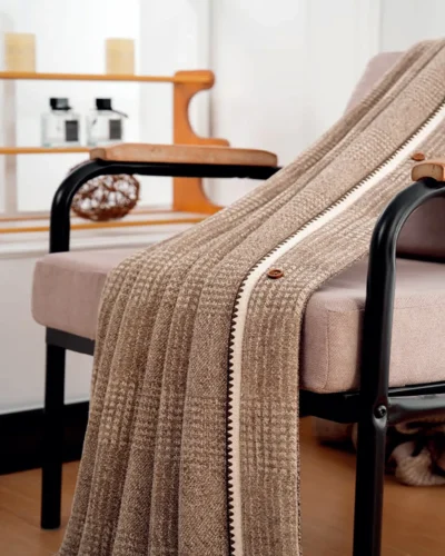 Calm Cover Curtain neutral light-blocking drapes in a modern living room by Lemonho
