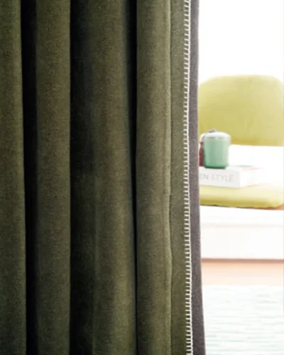 Modern Subtle Pattern Curtain moss green textured drape detail by Lemonho