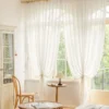 Soft linen texture sheer curtain in white natural weave fabric for living room window