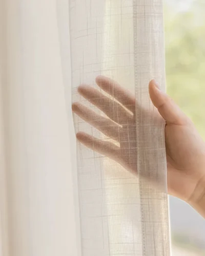 Soft linen texture sheer curtain with light filtering privacy fabric and natural weave detail
