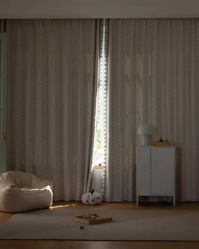 Star Stitch Blackout Curtain blackout drapes in a cozy room by Lemonho