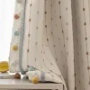 Star Stitch Blackout Curtain embroidered stripe drapes in a cozy kids room by Lemonho