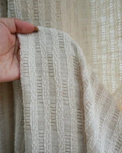 Luna Weave Curtain textured cotton-linen fabric hand feel detail by Lemonho