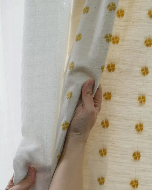 Honey Dot Sheer Curtain delicate light-filtering drapes in a cozy interior by Lemonho